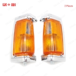 Pair Chrome Corner Indicator Lamp Light 